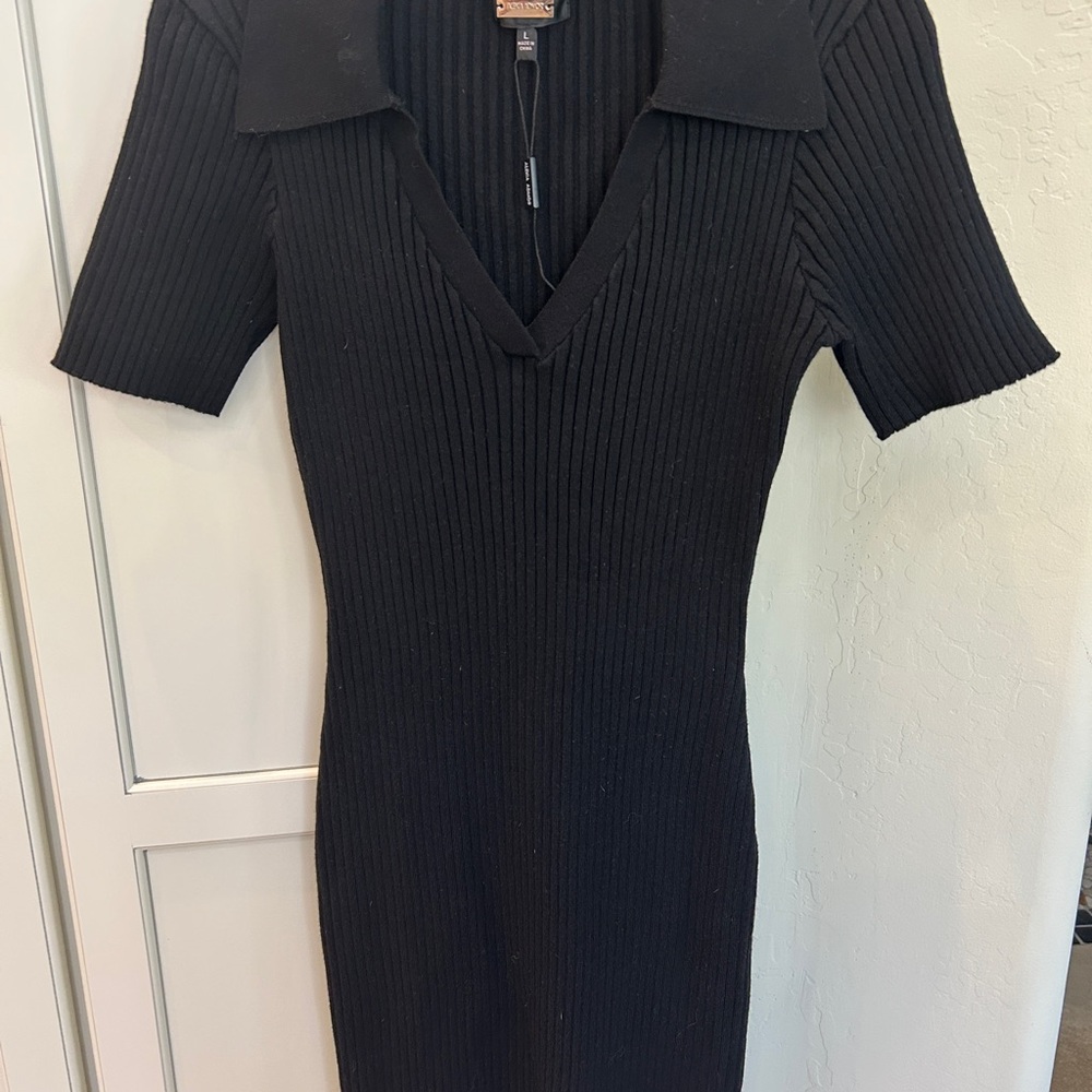Alexia Admor Black Ribbed Mini Dress